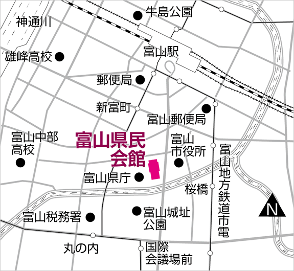 富山会場(富山県民会館)試験会場地図